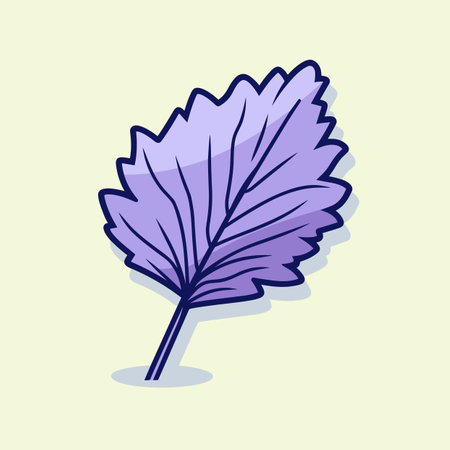 Vector of a purple leaf on a yellow background - flat icon vector illustrationの素材