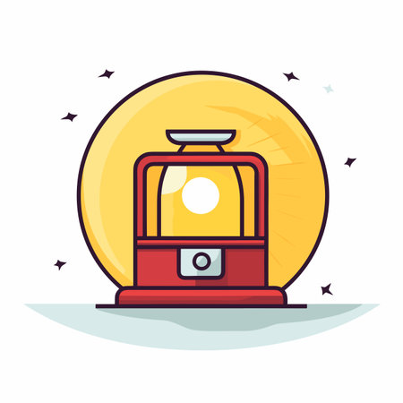Vector of a flat icon of a colorful machine with stars surrounding itの素材