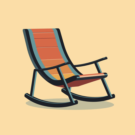 Vector of a wooden rocking chair with a red seatの素材