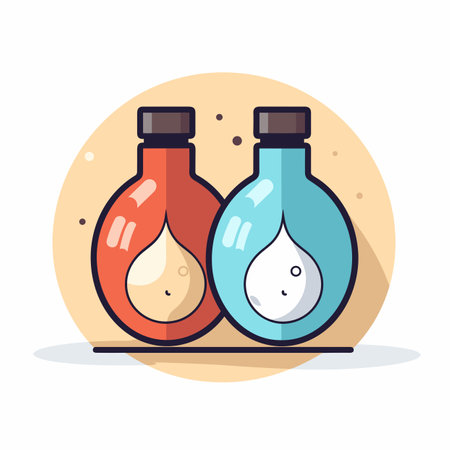 Vector of a pair of wine bottles placed side by sideの素材