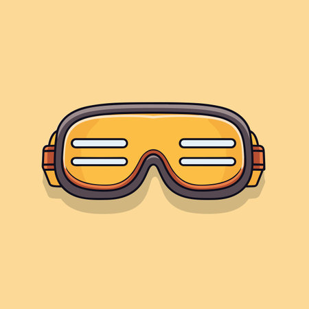Vector of a pair of goggles on a yellow backgroundの素材