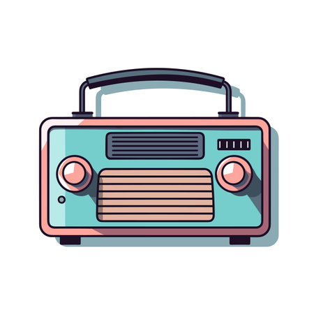 Vector of a blue and pink radio icon on a white backgroundのイラスト素材