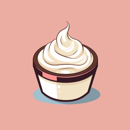 Vector of a cup of whipped cream on a pink backgroundの素材