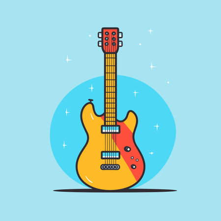 Vector of a yellow electric guitar with a red neckのイラスト素材