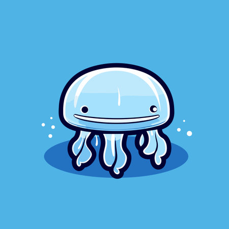 Vector of a jellyfish floating in the water on a blue backgroundの素材