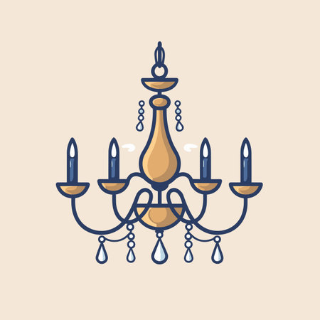 Vector of a flat icon of a chandelier hanging from the ceilingの素材