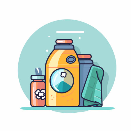 Vector of a bottle of juice and a glass of juiceの素材