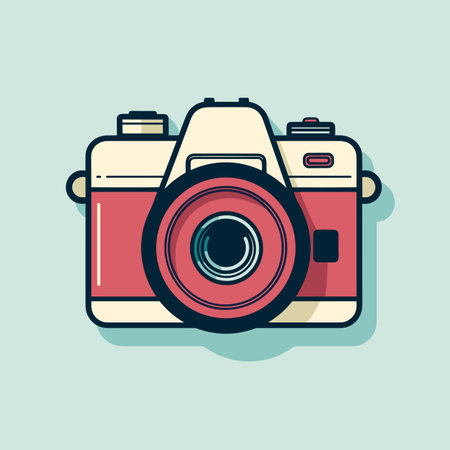 Vector of a camera with a lens on top of itのイラスト素材