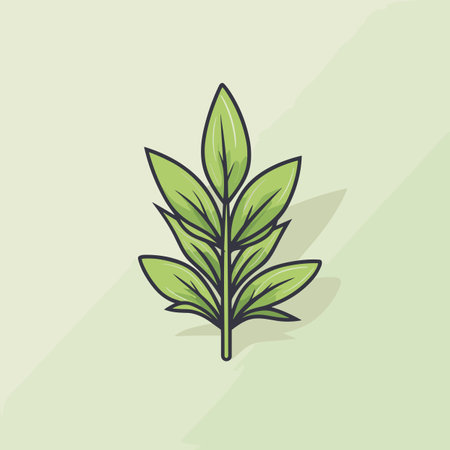 Vector of a green leaf on a light green background with a simple and minimalistic designの素材