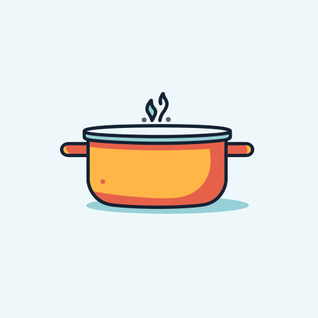 Vector of an orange pot with a spoon in it, isolated on a white background