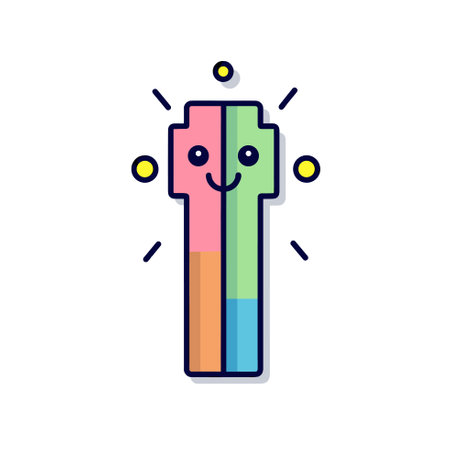Vector of a cheerful smiley face drawn on a colorful pencilのイラスト素材