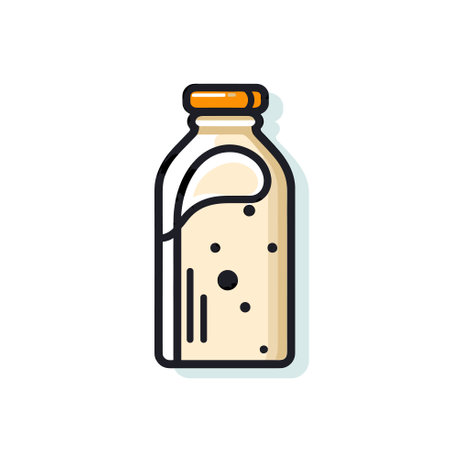 Vector of a bottle of milk with a brown cap, isolated on a white backgroundのイラスト素材