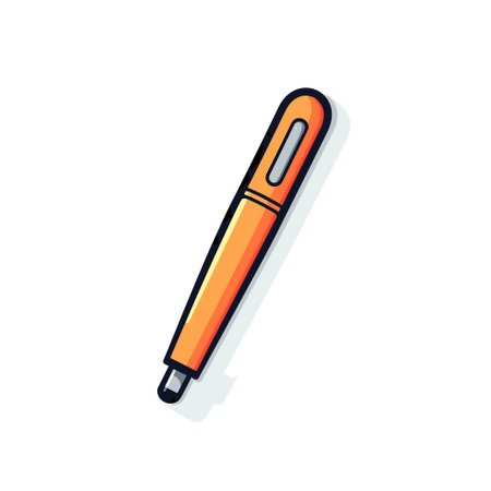 Vector of a vibrant orange pen with a sleek black tip on a clean white backgroundのイラスト素材