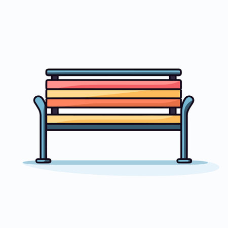 Vector of a vibrant bench on a clean white floor, creating a striking contrastのイラスト素材