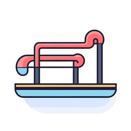 Vector of a boat with pipes and a pipe sticking out of itのイラスト素材