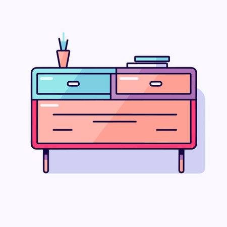 Vector of a dresser with drawers and a cup on top of itのイラスト素材