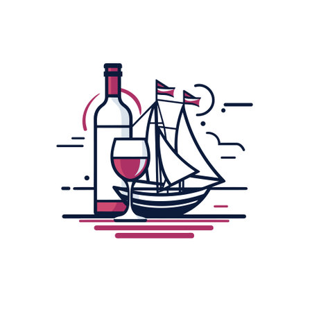 Vector of a wine bottle and glass, minimalist styleのイラスト素材