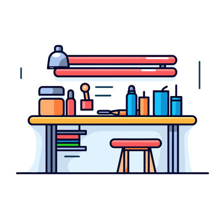 Vector of a table with stools and bottles on itのイラスト素材