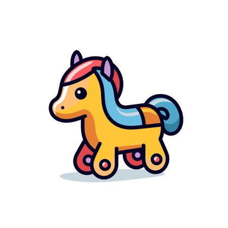 Vector of a colorful cartoon horse with a vibrant maneのイラスト素材
