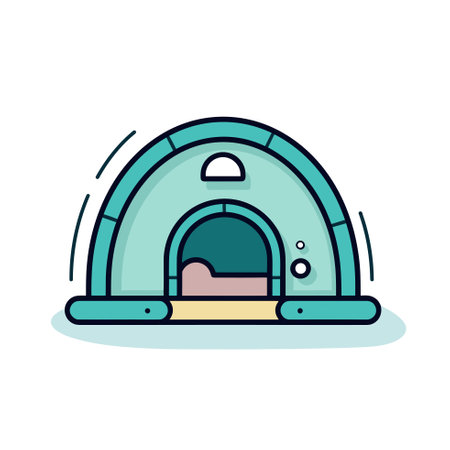 Vector of a cozy dog house with a comfortable bed for your furry friendのイラスト素材
