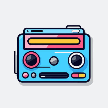 Vector of a radio icon with a modern and stylish long shadow effect on a clean white backgroundのイラスト素材