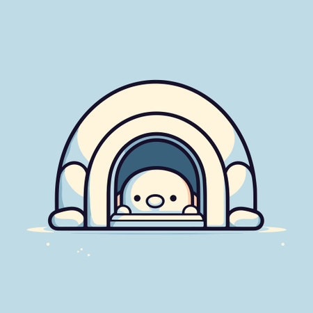 Vector of a cartoon character sitting in front of a white arch