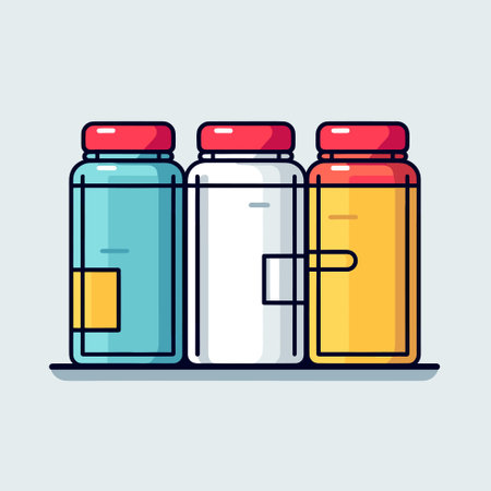 Vector of a vibrant array of utensils and spoons in a neat lineのイラスト素材
