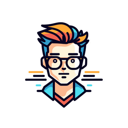 Vector of a man with a distinctive mohawk hairstyle and glassesのイラスト素材