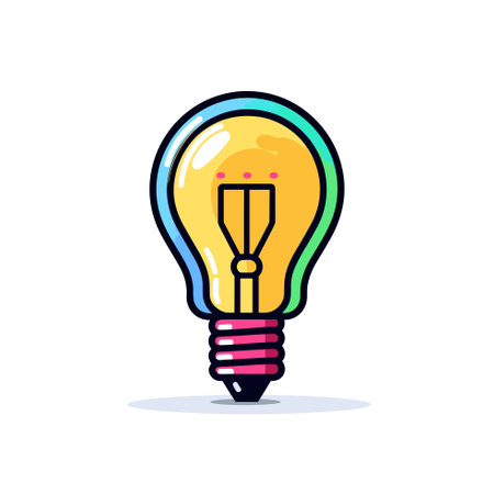 Vector of a yellow light bulb with a black handle isolated on a white backgroundのイラスト素材