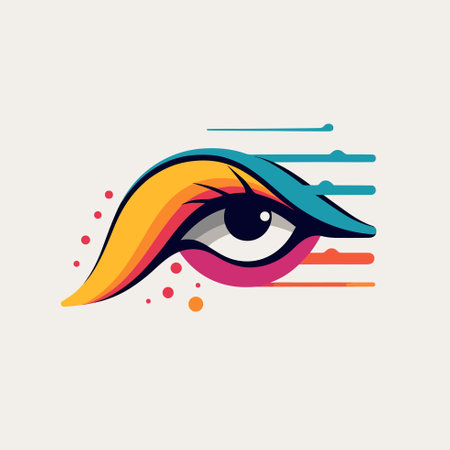 Vector of a vibrant and expressive eye with elegant lashes on a clean white backdropのイラスト素材