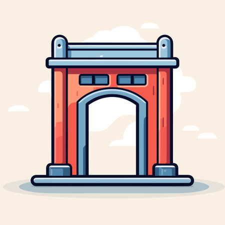 Vector of an orange gate against a vibrant sky backgroundのイラスト素材
