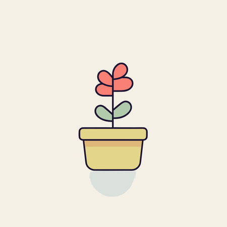 Vector of a potted plant with a single flower in itのイラスト素材