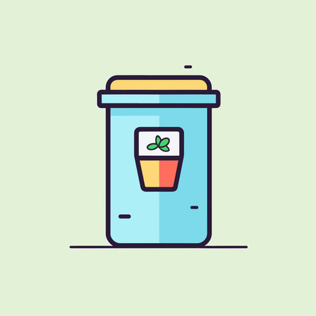 Vector of a blue jar with a plant icon in a simple line styleのイラスト素材