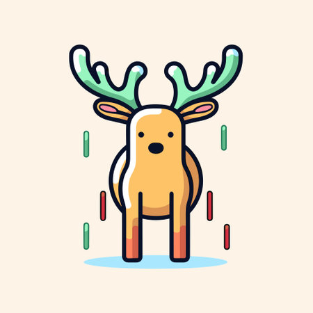 Vector of a cute cartoon deer with antlers on its head, isolated on a white backgroundのイラスト素材