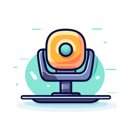 Vector of a computer chair with a circular object on top, representing modern technology and connectivityのイラスト素材