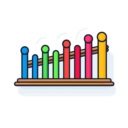 Vector of a vibrant and colorful row of sticks in a vector illustrationのイラスト素材
