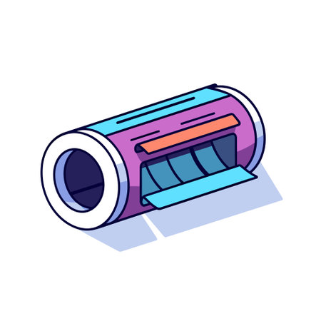 Vector of a printer with a roll of paper on top, ready for printingのイラスト素材
