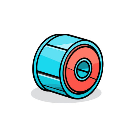 Vector of a cartoon blue barrel with a red stripe - vector illustrationのイラスト素材