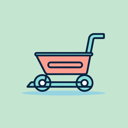 Vector a small cart with a handle on a green backgroundのイラスト素材