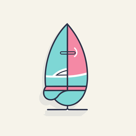 Vector of a sailboat with a pink and blue sailのイラスト素材