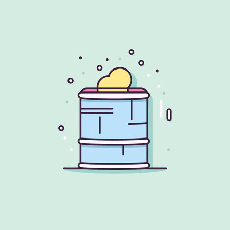 Vector a blue bucket with a yellow rubber duck inside, creating a playful and colorful compositionのイラスト素材