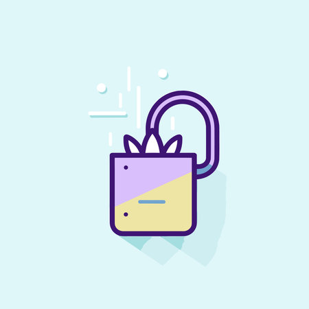 Vector of a purple and yellow bag icon with a handleのイラスト素材