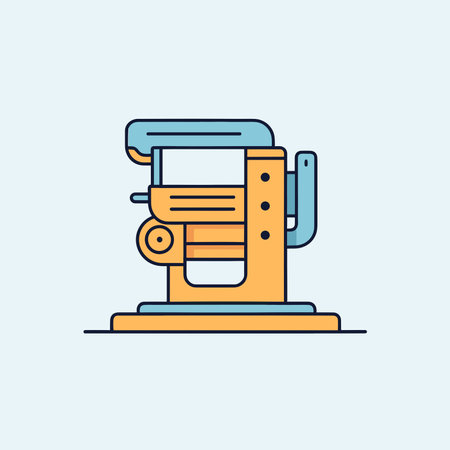 Vector a yellow and blue machine with a blue handle, featuring a minimalist and modern designのイラスト素材