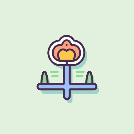 Vector of a flat icon of a flower on a scaleのイラスト素材