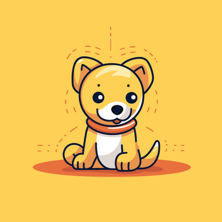 Vector of a cute cartoon dog wearing a stylish scarfのイラスト素材