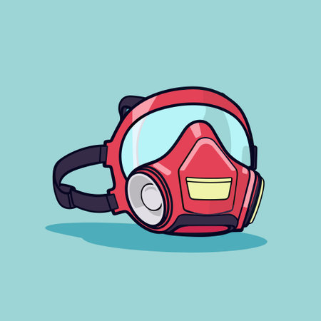 Vector of a red gas mask on a blue background - vector illustrationのイラスト素材