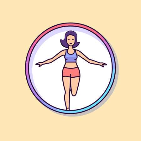 Vector of a woman standing in a circle with her arms outstretchedのイラスト素材