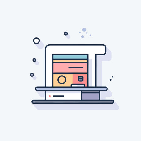 Vector of a laptop with a flat screen on top of itのイラスト素材