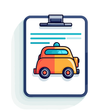 Vector of a car icon on a clipboard, representing a vector graphic design elementのイラスト素材