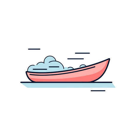 Vector of a flat icon vector of a boat with a cloud floating on top of itのイラスト素材